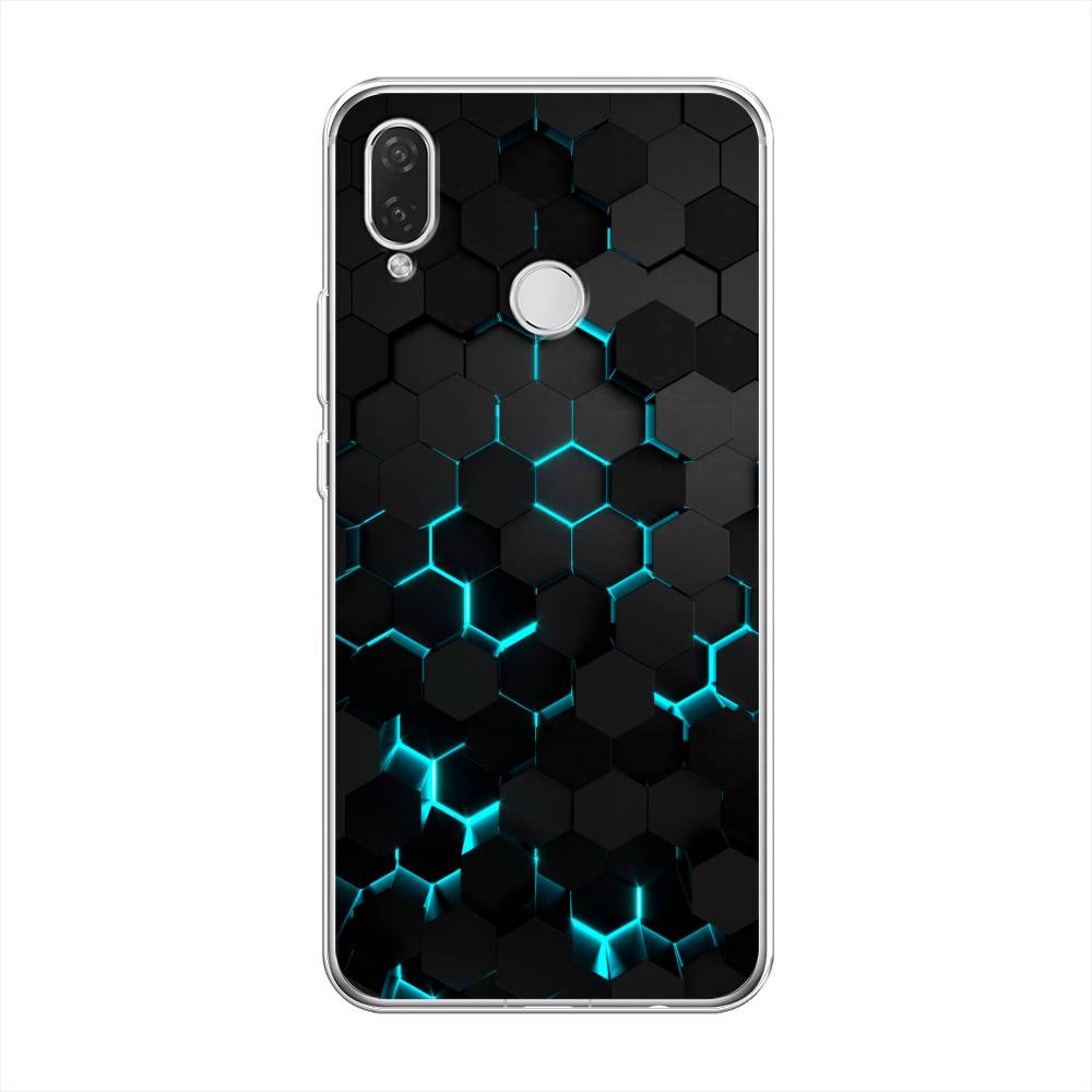фото Чехол awog "соты бирюзовые" для huawei p smart plus