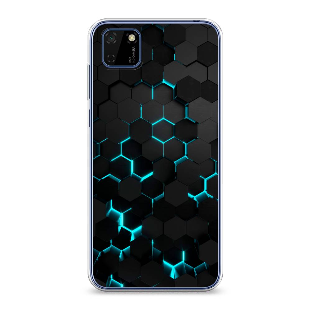 фото Чехол awog "соты бирюзовые" для huawei y5p