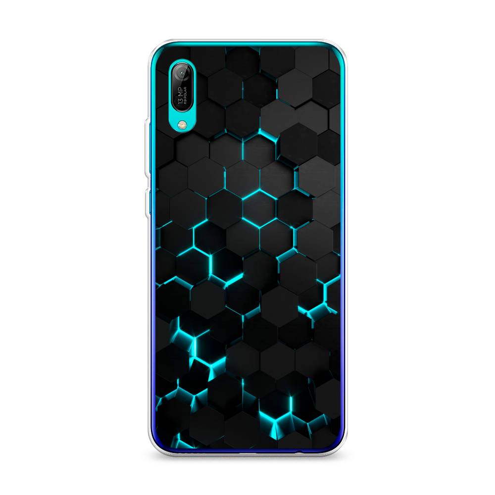 фото Чехол awog "соты бирюзовые" для huawei y6 pro (prime) 2019