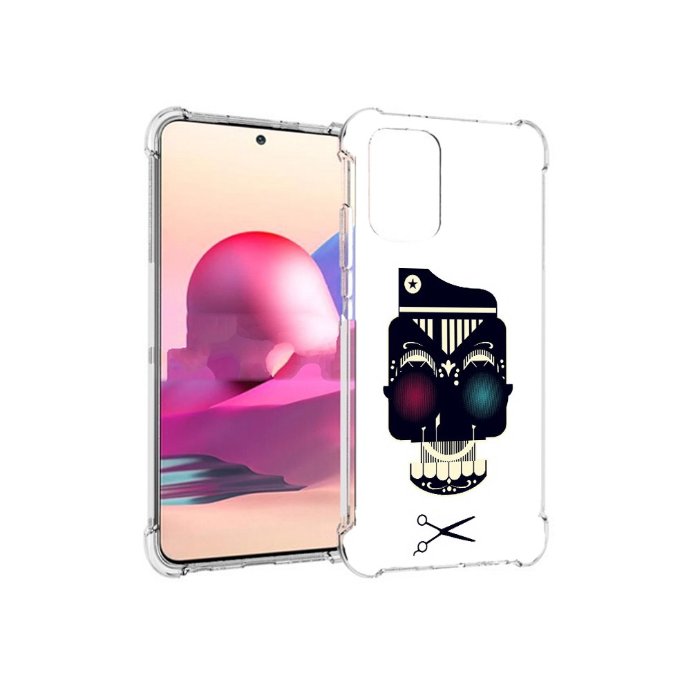 

Чехол MyPads Tocco для Xiaomi Redmi Note 10S черно белый скелет с яркими глазами, Прозрачный, Tocco