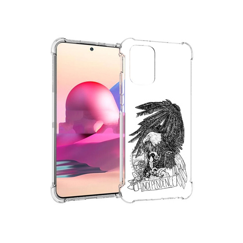 Чехол MyPads Tocco для Xiaomi Redmi Note 10S черно белый сокол (PT158704.257.688)