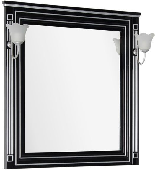 Зеркало Aquanet Паола 90 черный/серебро зеркало в багетной раме evoform травленое серебро 59 мм 54х104 см