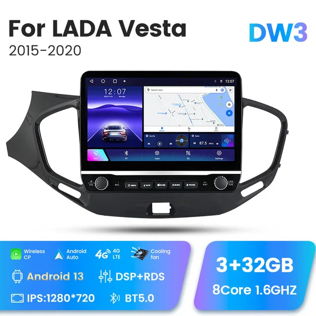 Автомагнитола MEKEDE DW3 3+32 Лада Веста 2015-2022/Lada Vesta 2015-2022 (магнитола 8 ядер)