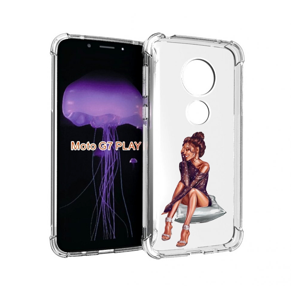 

Чехол MyPads Девушка-на-подушке женский для Motorola Moto G7 Play, Прозрачный, Tocco