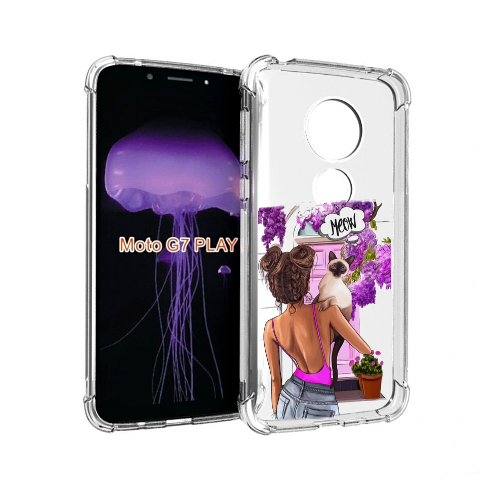 

Чехол MyPads Девушка-с-котиком женский для Motorola Moto G7 Play, Прозрачный, Tocco
