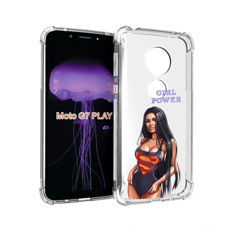 

Чехол MyPads Девушка-супермен женский для Motorola Moto G7 Play, Прозрачный, Tocco