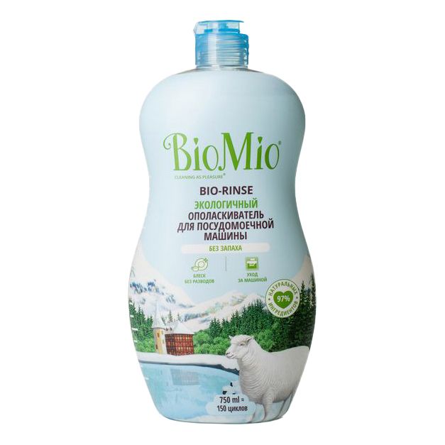 ополаскиватель для пмм actae pro hard water dishwashing rinse aid для проф пользования 5 л Ополаскиватель для посудомоечной машины BioMio Bio-Rinse 750 мл