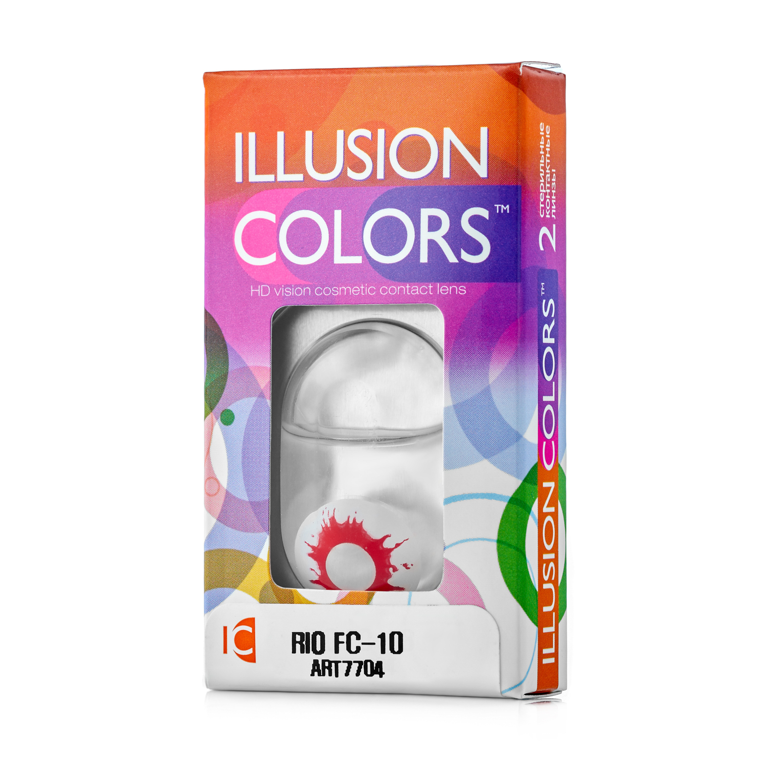 Купить Контактные линзы ILLUSION colors RIO FC-10 бело-красный 0, 0D R8.6 2 шт.