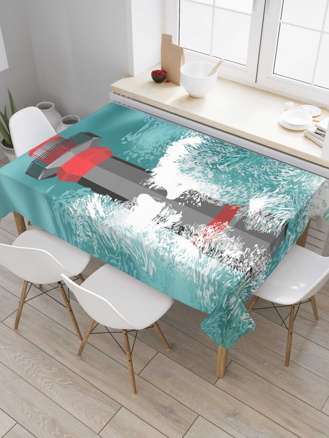 

Скатерть прямоугольная JoyArty "Маяк в волнах" из сатена, 120x145 см, Зеленый, Маяк в волнах