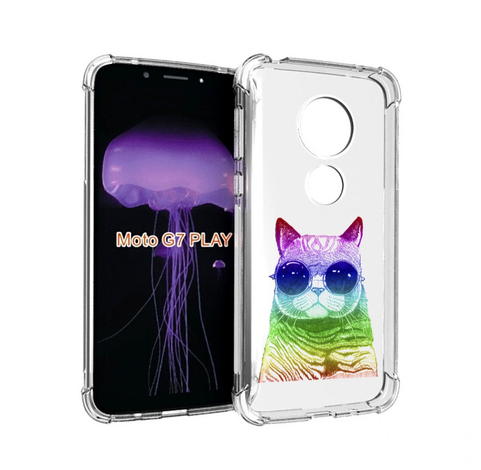 

Чехол MyPads Кот в очках для Motorola Moto G7 Play, Прозрачный, Tocco
