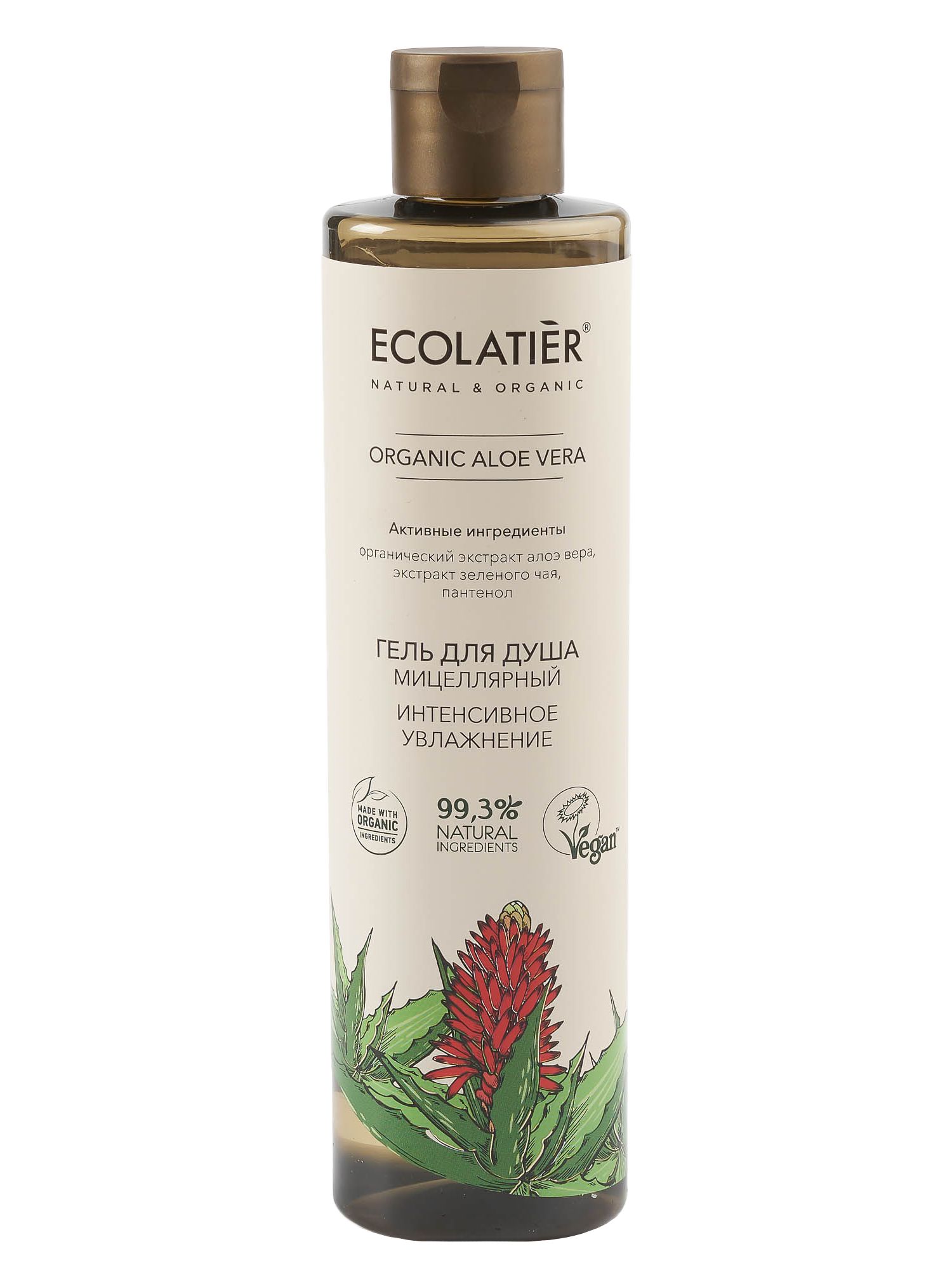 фото Мицеллярный гель для душа интенсивное увлажнение ecolatier organic aloe vera 350 мл