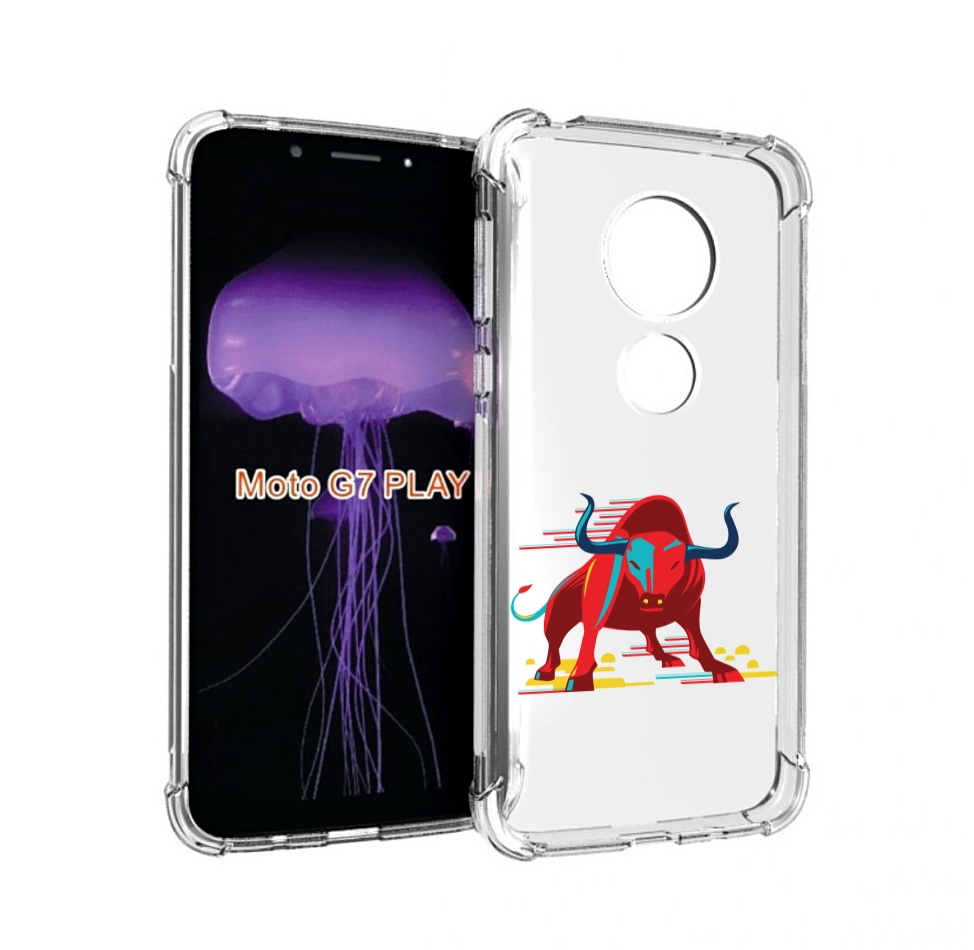 

Чехол MyPads Красный-бык для Motorola Moto G7 Play, Прозрачный, Tocco