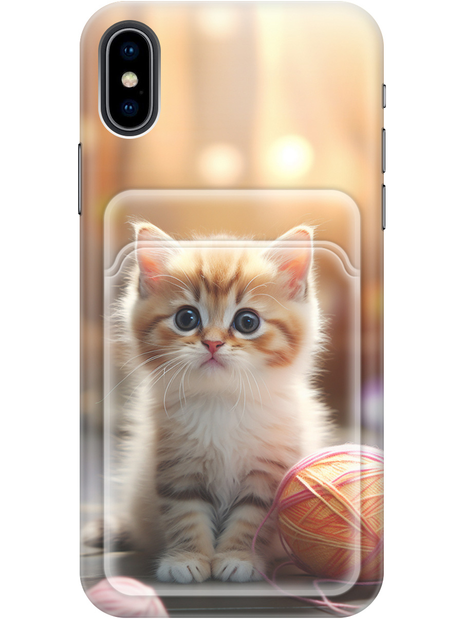 

Силиконовый чехол на Apple iPhone Xs / X с рисунком "Котик и нитки", 20012027