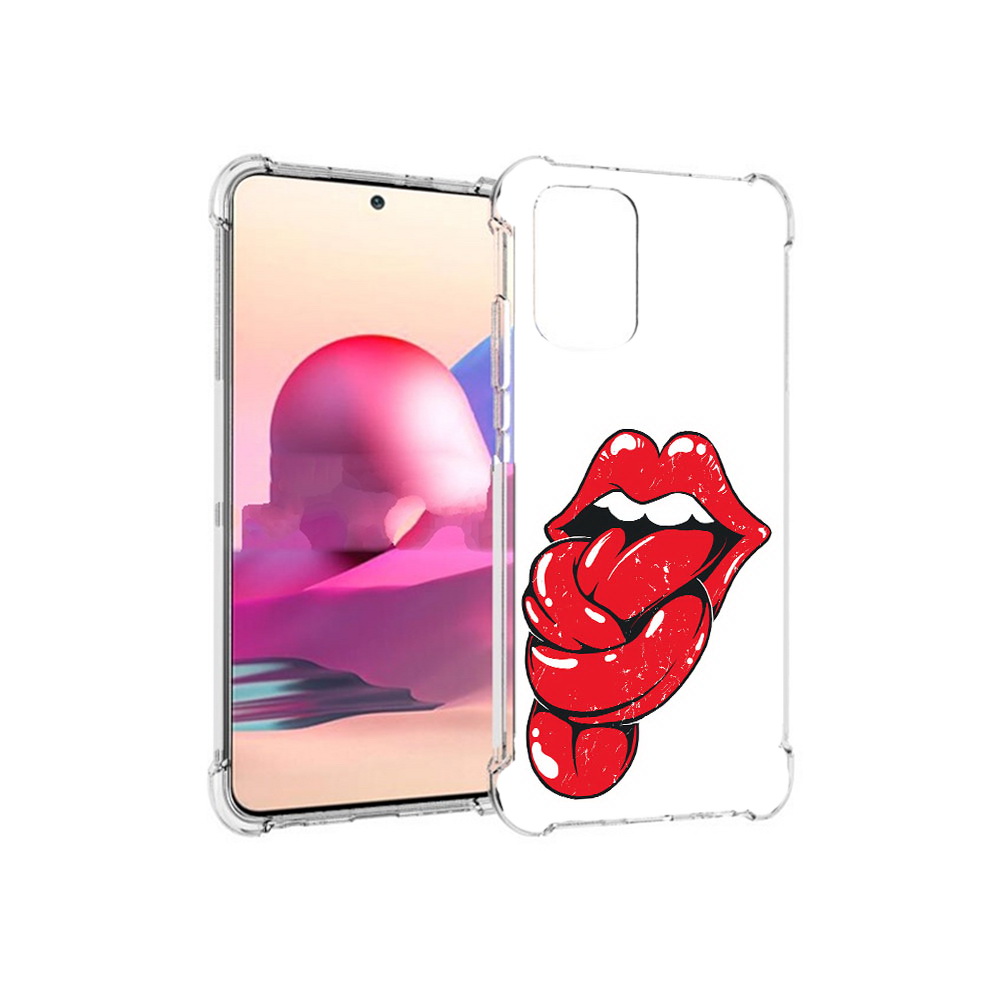 

Чехол MyPads Tocco для Xiaomi Redmi Note 10S яркие губы с языком (PT158704.257.705), Прозрачный, Tocco