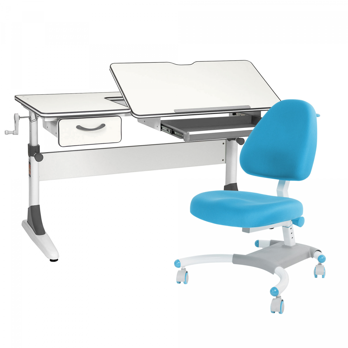 фото Комплект парта+кресло+органайзер+ящик anatomica smart-60 белый/серый с гол.figra