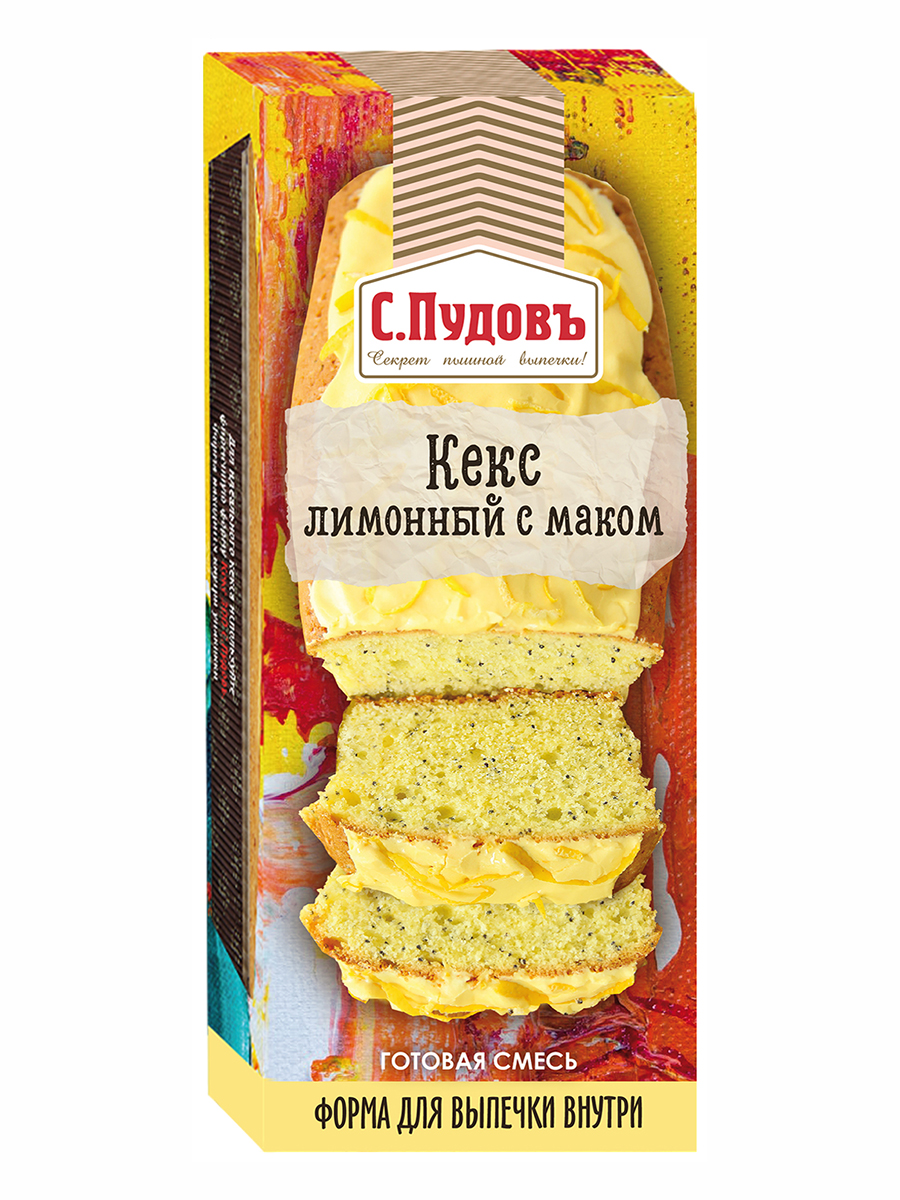

Кекс Лимонный с маком С.Пудовъ, 0,300 кг, Начинка маковая