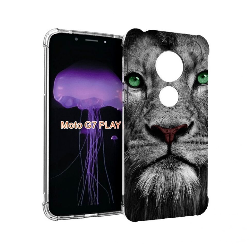 

Чехол MyPads Лев-зеленоглазый мужской для Motorola Moto G7 Play, Прозрачный, Tocco