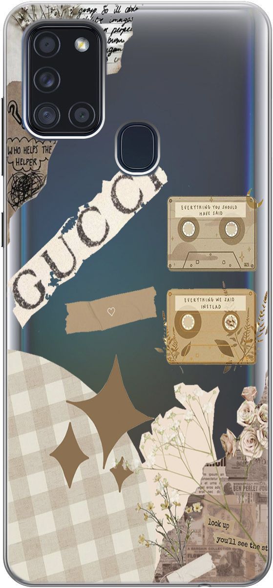 

Чехол на Samsung Galaxy A21s "GUCCI Stickers" прозрачный, Прозрачный;бежевый, 5363