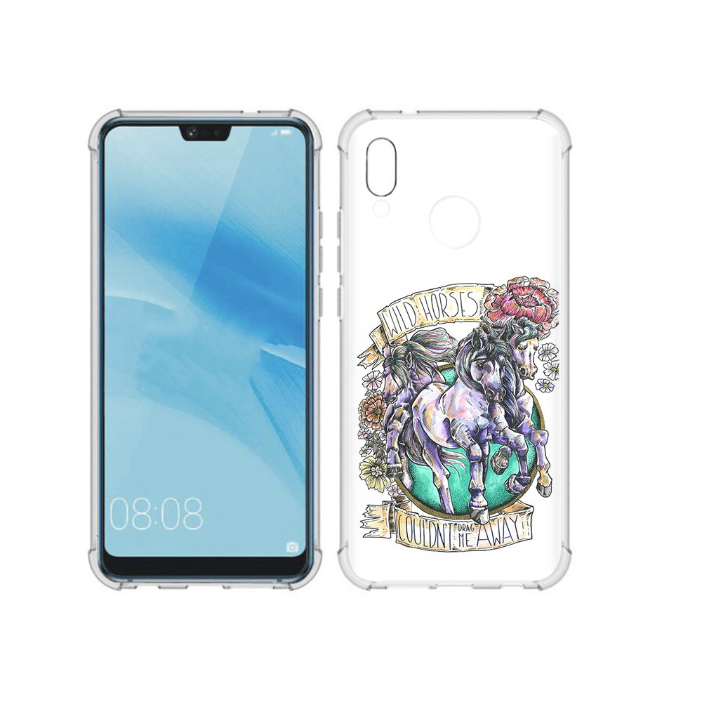 

Чехол MyPads Tocco для Huawei P20 Lite рисунок коней в цветах (PT130405.51.582), Прозрачный, Tocco