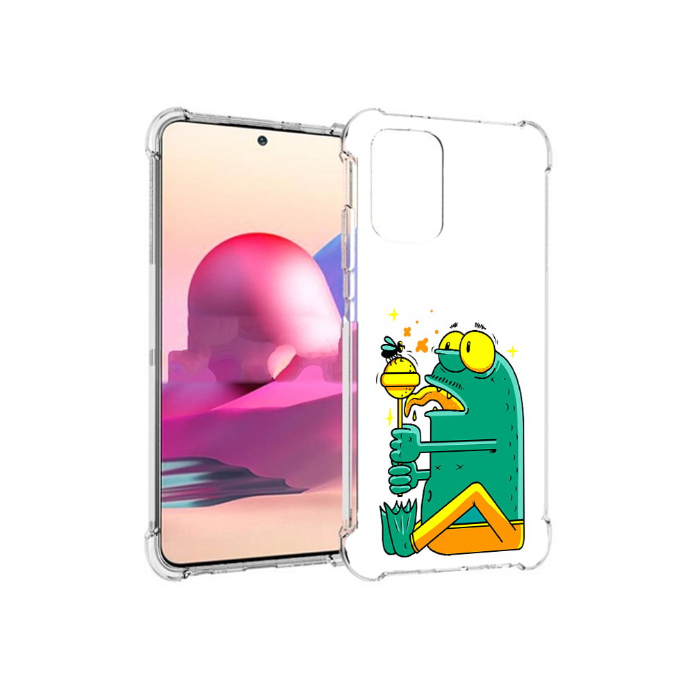 

Чехол MyPads Tocco для Xiaomi Redmi Note 10S Зеленая лягушка с чупа чупсом, Прозрачный, Tocco
