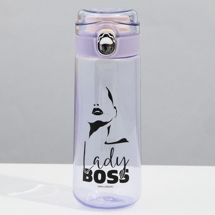 Бутылка для воды Svoboda Voli Lady Boss, 520 мл, прозрачная, крышка с кнопкой