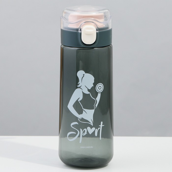 Бутылка для воды Svoboda Voli Sport, 520 мл, серая, прозрачная, крышка с кнопкой