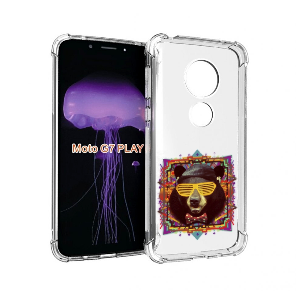 

Чехол MyPads Медведь в очках для Motorola Moto G7 Play, Прозрачный, Tocco