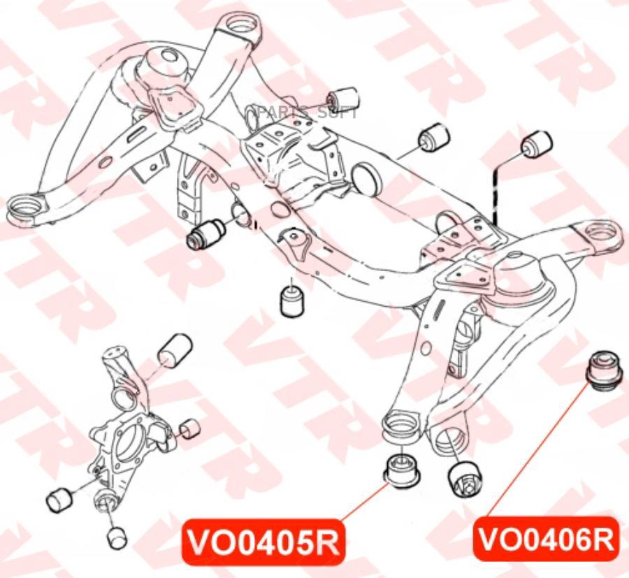 

VTR Сайлентблок балки задней подвески, задний, VO0406R