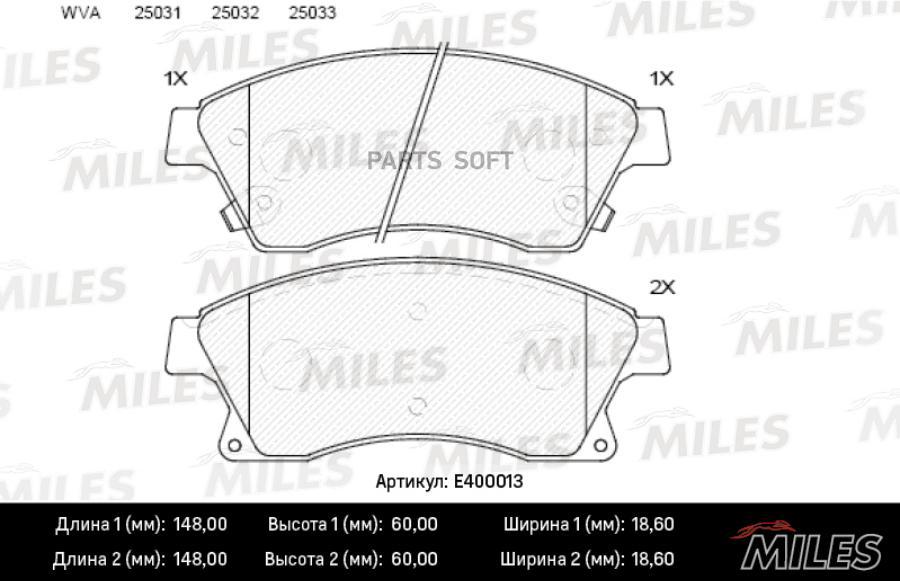 

Колодки Тормозные Chevrolet Cruze/Opel Astra J 15 10- Передние Miles арт. E400013