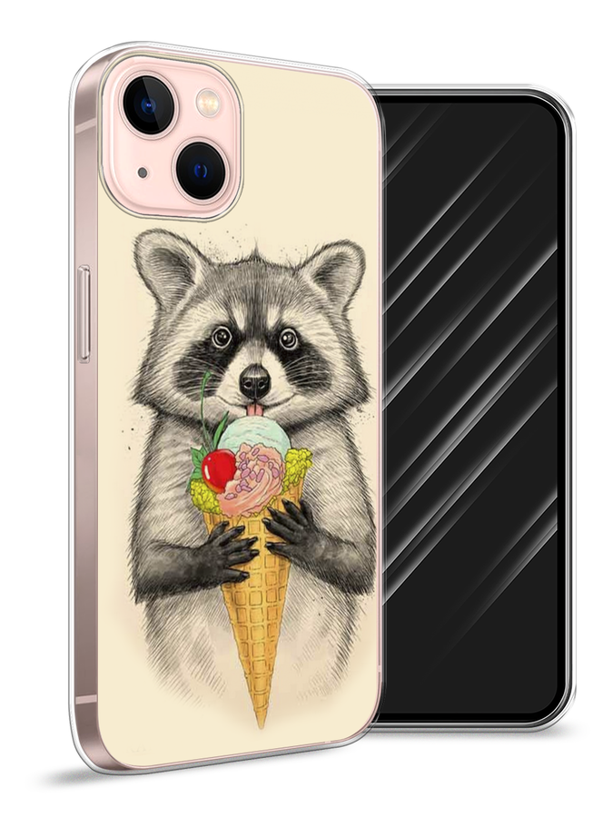 

Чехол Awog на Apple iPhone 13 / Айфон 13 "Енот с мороженым", Разноцветный, 14250-10