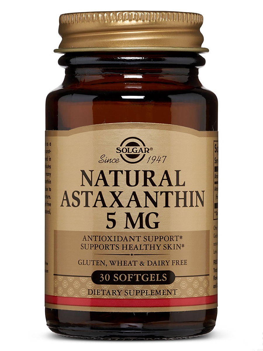 

Астаксантин натуральный Solgar, Natural Astaxanthin 5 мг, 30 капсул