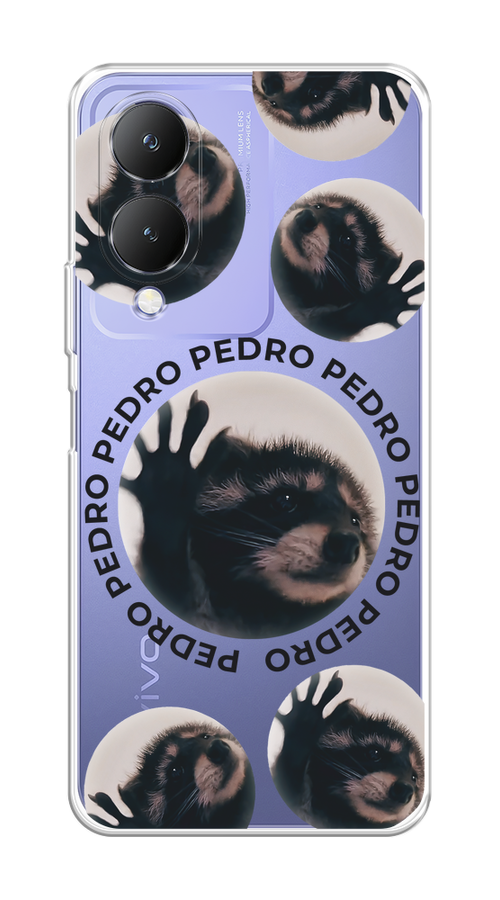 

Чехол на Vivo Y17s "Pedro енот", Черный;бежевый;прозрачный, 269850-1