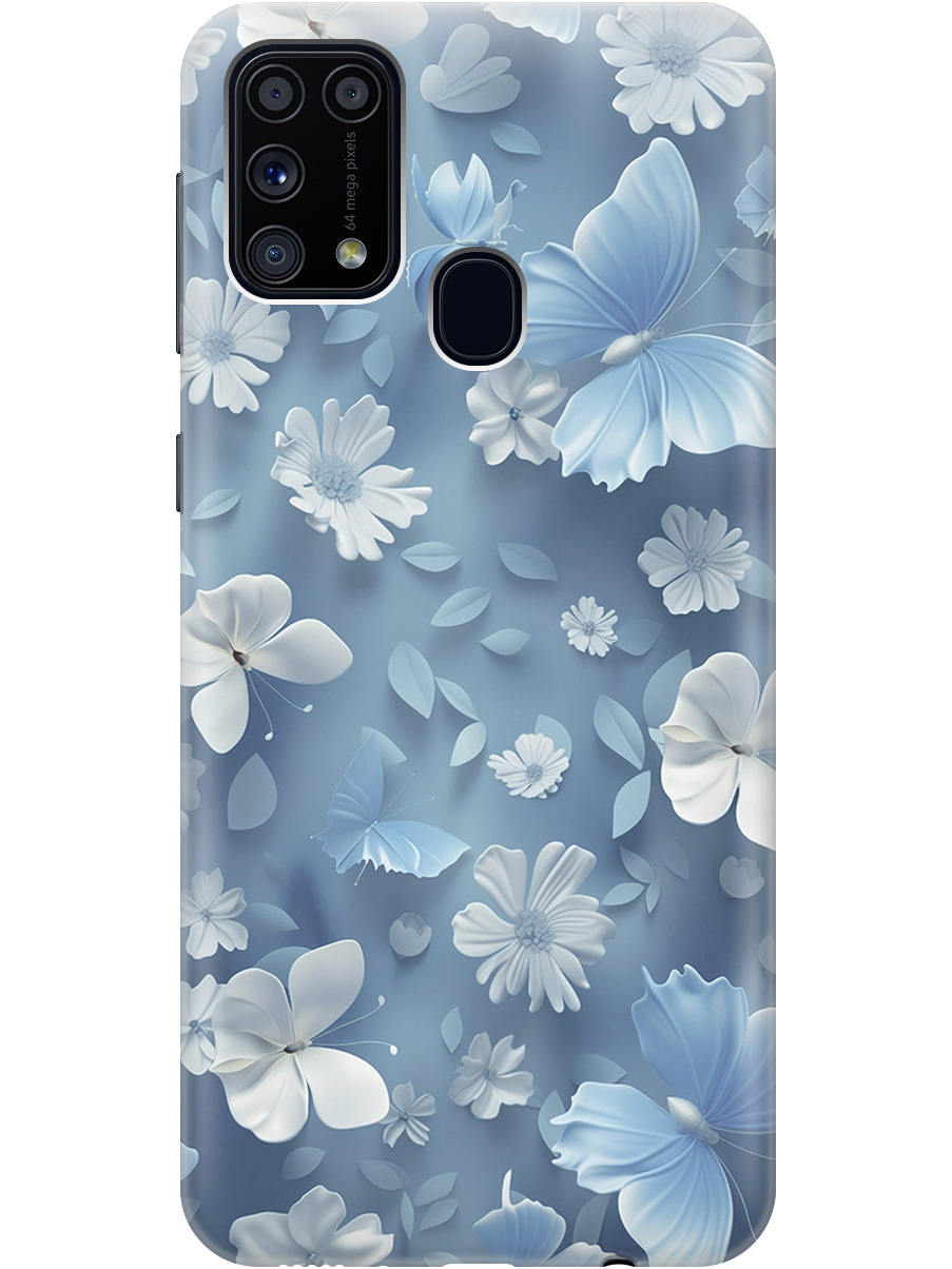 

Силиконовый чехол на Samsung Galaxy M31 с принтом "Голубые бабочки", Прозрачный;белый;голубой, 722999210