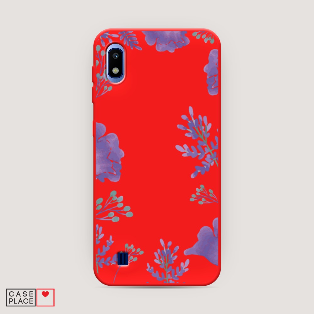 фото Матовый силиконовый чехол "сиреневая цветочная рамка" на samsung galaxy a10 awog