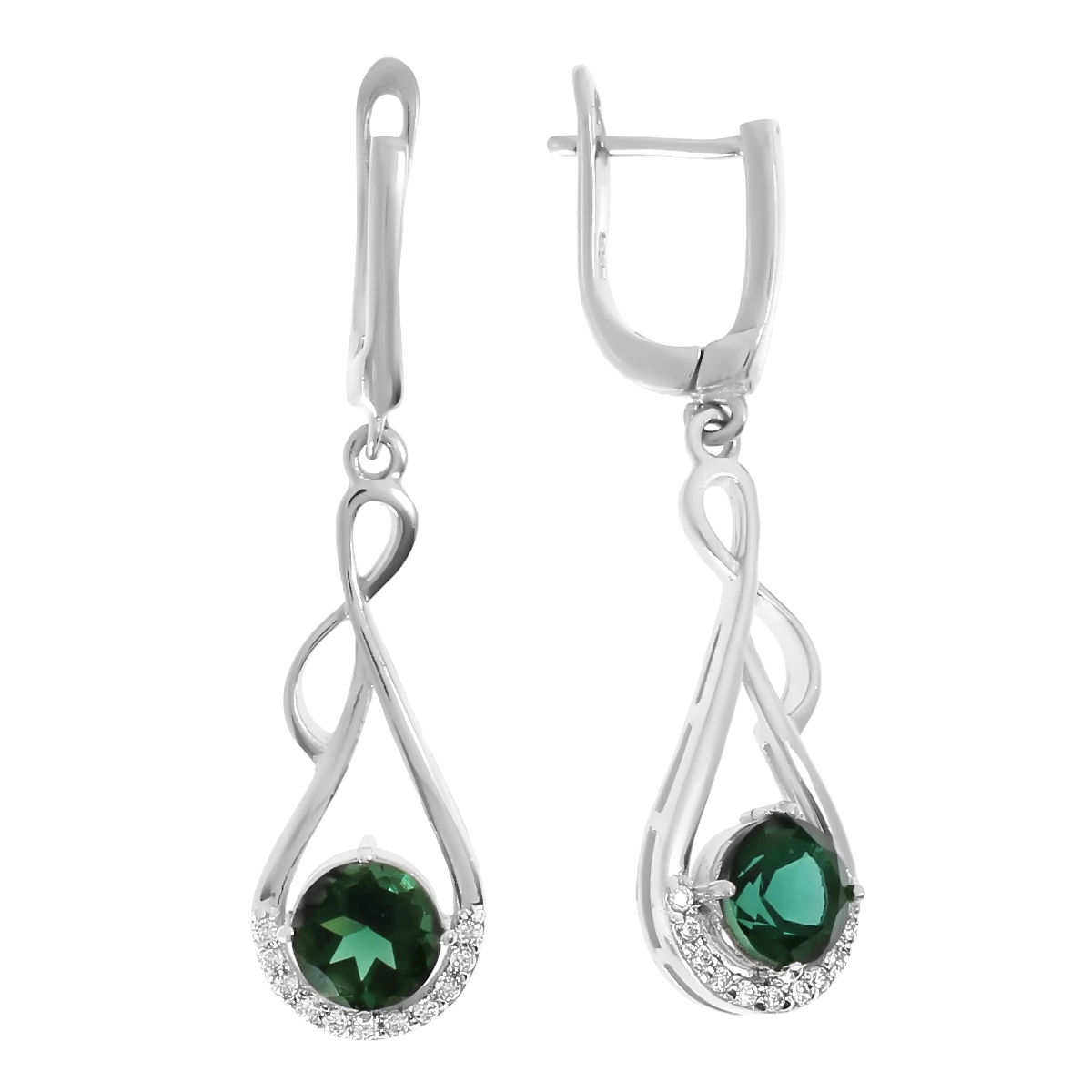 

Серьги подвески из серебра Balex Jewellery 2405836213, шпинель/фианит, 2405836213