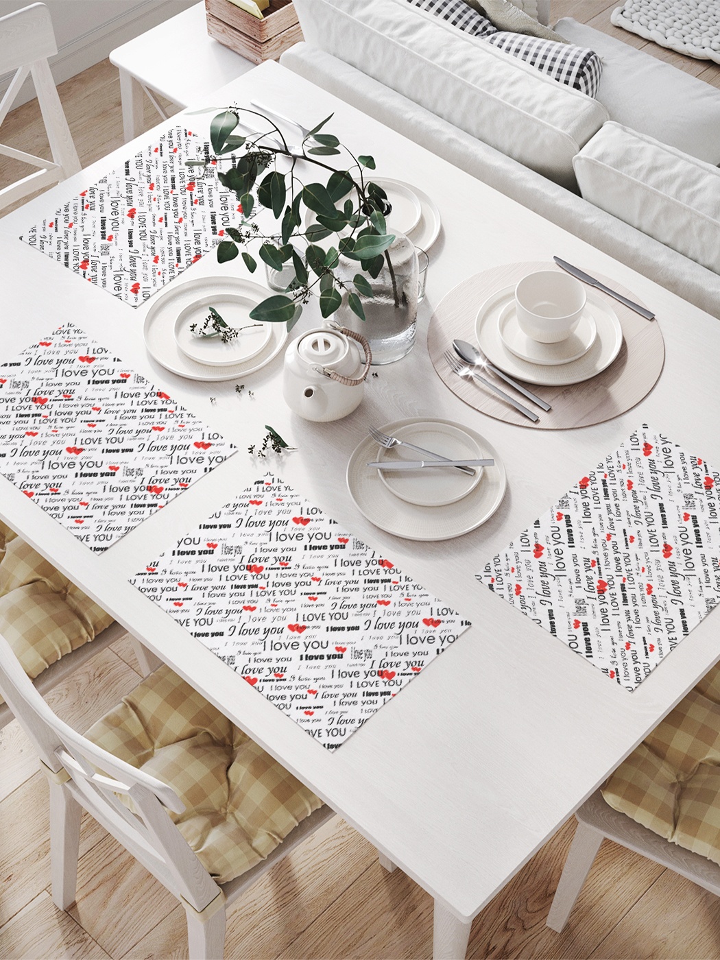 

Комплект салфеток для сервировки стола «I love you» (32х46 см, 4 шт.), Красный;черный, серия 1-105