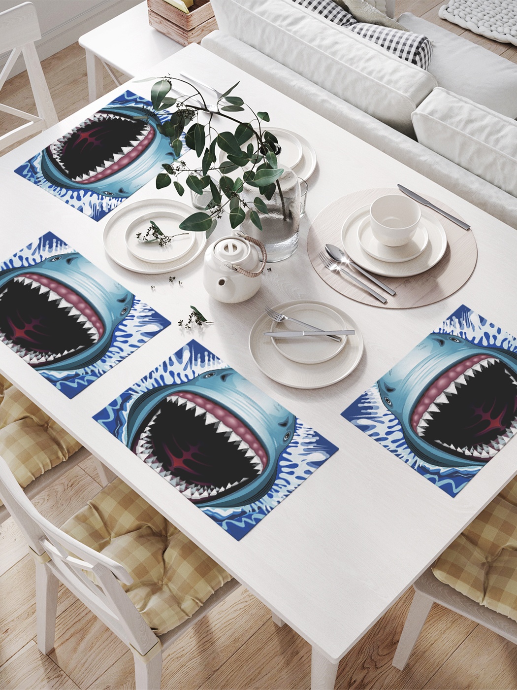 фото Комплект салфеток для сервировки стола «акульи челюсти» (32х46 см, 4 шт.) joyarty