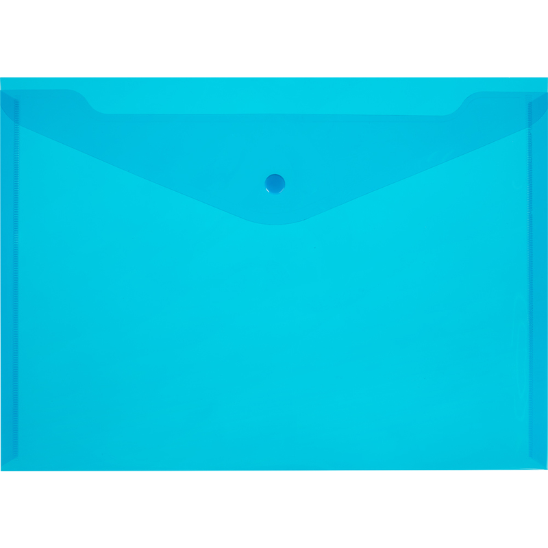фото Набор папок-конвертов на кнопке, а4, цвет прозрачный синий, 0,18 мм, 10 штук bantex