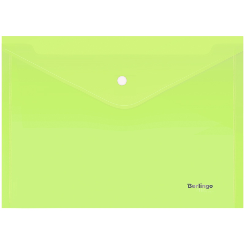 фото Папка-конверт на кнопке "starlight", а4, 180 мкм, прозрачная салатовая berlingo