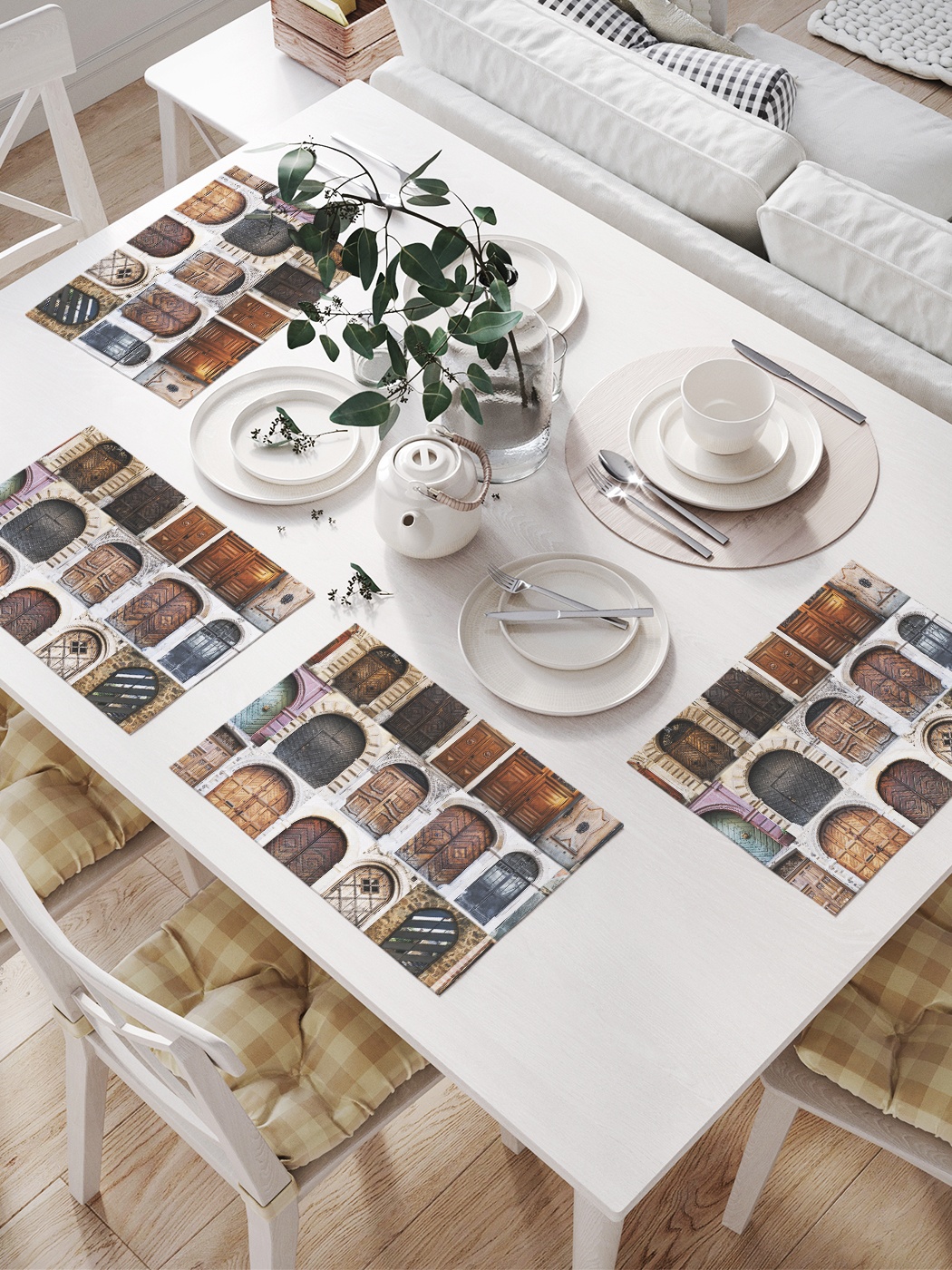 

Комплект салфеток для сервировки стола «Мир дверей» (32х46 см, 4 шт.), Коричневый;бежевый