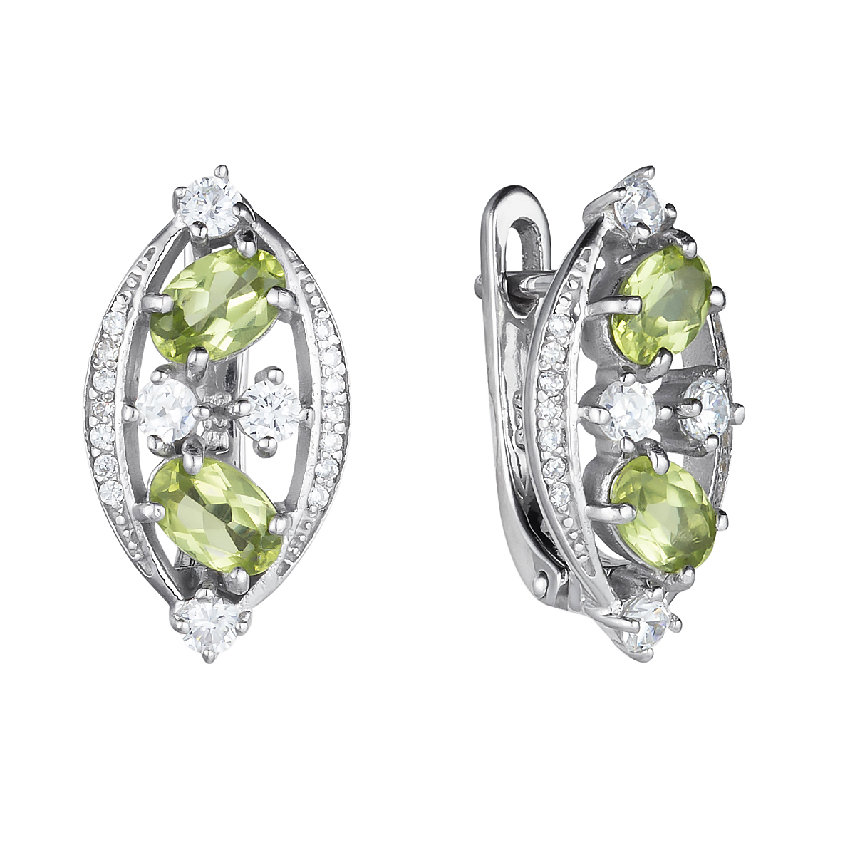 

Серьги из серебра Balex Jewellery 2405837139, хризолит/фианит, 2405837139