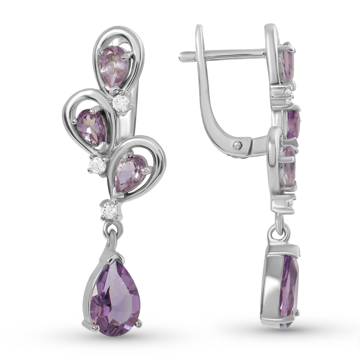 

Серьги подвески из серебра Balex Jewellery 2405837318, аметист/фианит, 2405837318