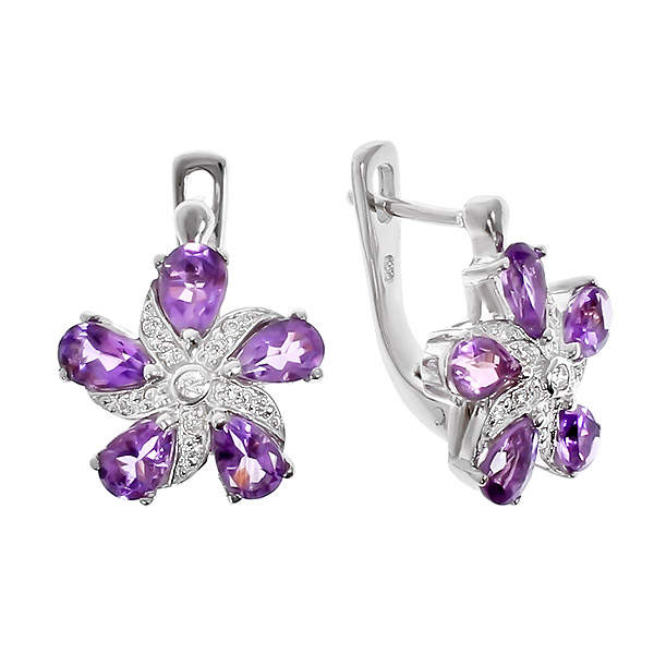 

Серьги из серебра Balex Jewellery 2405931551, аметист/фианит, 2405931551