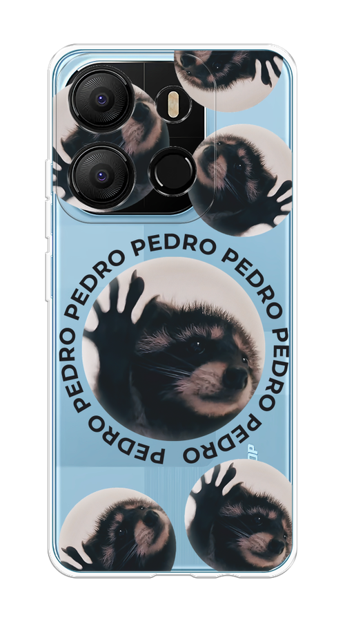 

Чехол на Tecno Pop 7 "Pedro енот", Черный;бежевый;прозрачный, 303850-1