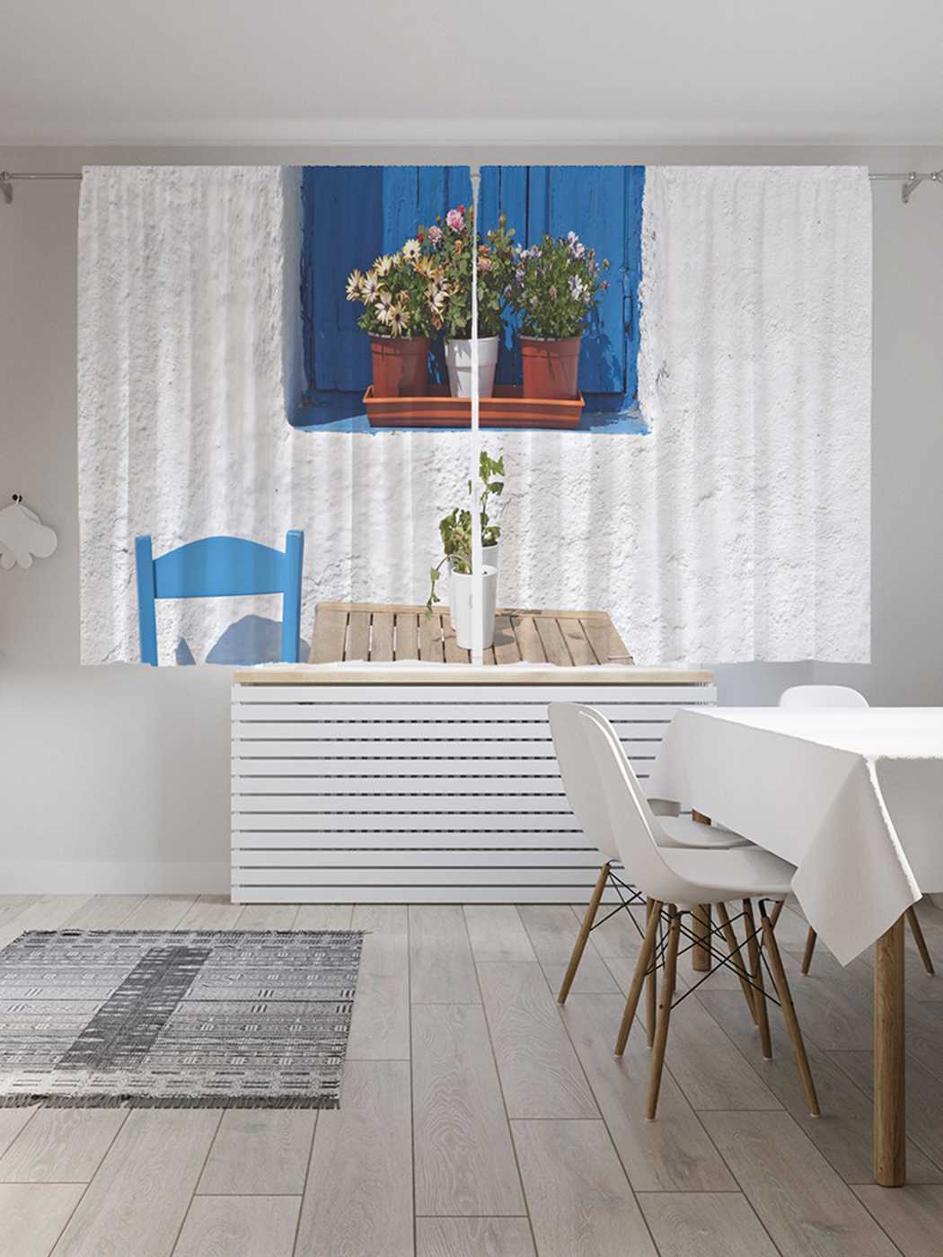 

Классические шторы JoyArty "Цветы на окне", серия Oxford DeLux, 2 полотна 145x180 см, Цветы на окне