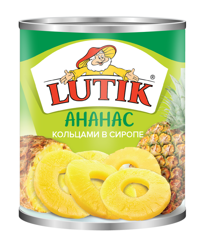 Ананасы ломтиками Lutik в сиропе, 580 мл