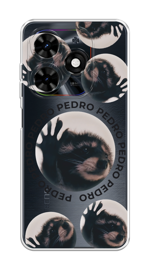 

Чехол на Tecno Spark 20C "Pedro енот", Черный;бежевый;прозрачный, 304950-1