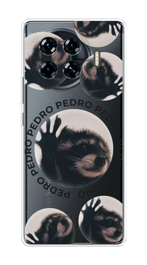 

Чехол на Tecno Spark 20 Pro Plus "Pedro енот", Черный;бежевый;прозрачный, 305050-1