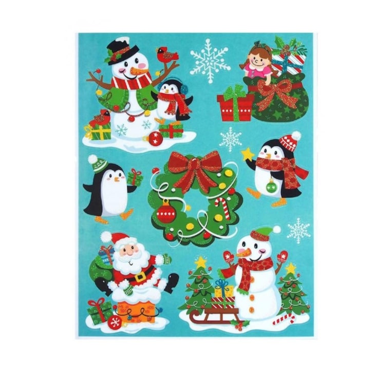 

Наклейки новогодние 29х41 см в ассортименте, Разноцветный