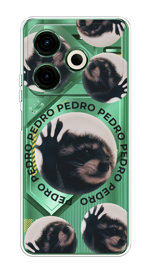 

Чехол на Tecno Pova 6 Neo "Pedro енот", Черный;бежевый;прозрачный, 309050-1